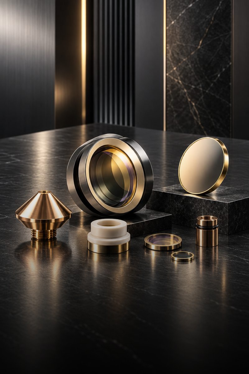 Lazer lens, ayna ve nozzle bileşenleri
